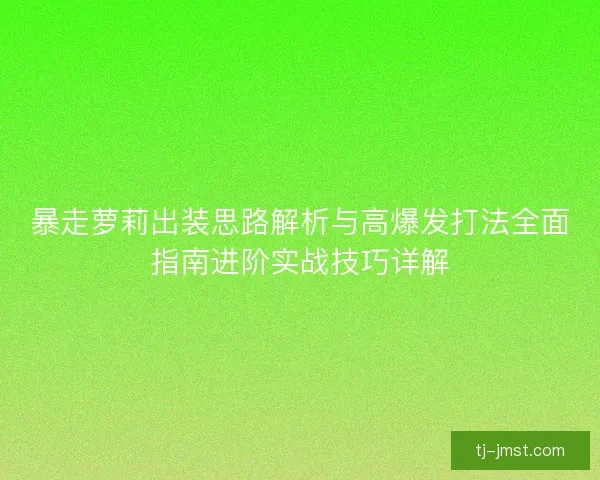 暴走萝莉出装思路解析与高爆发打法全面指南进阶实战技巧详解